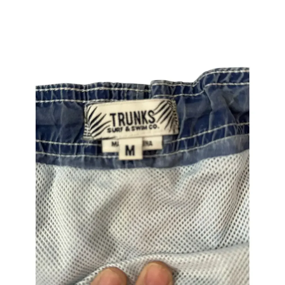 Trunks Surf & Swim Co. Men's Blue & Gray Oxford Swimming Trunks Shorts Size M